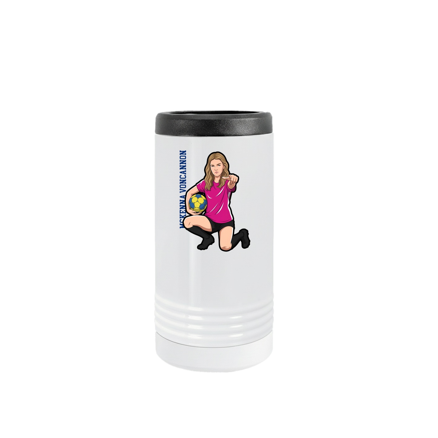 Slim Beverage Holder — Name Vertical in White
