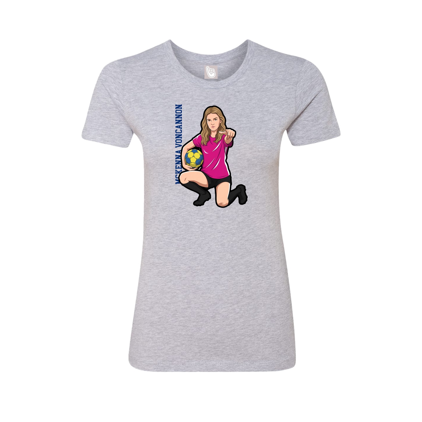 Fitted Women's Tee — Name Vertical in Grey