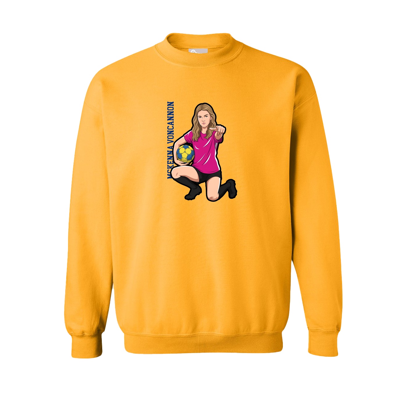 Fleece Crew — Name Vertical in Gold