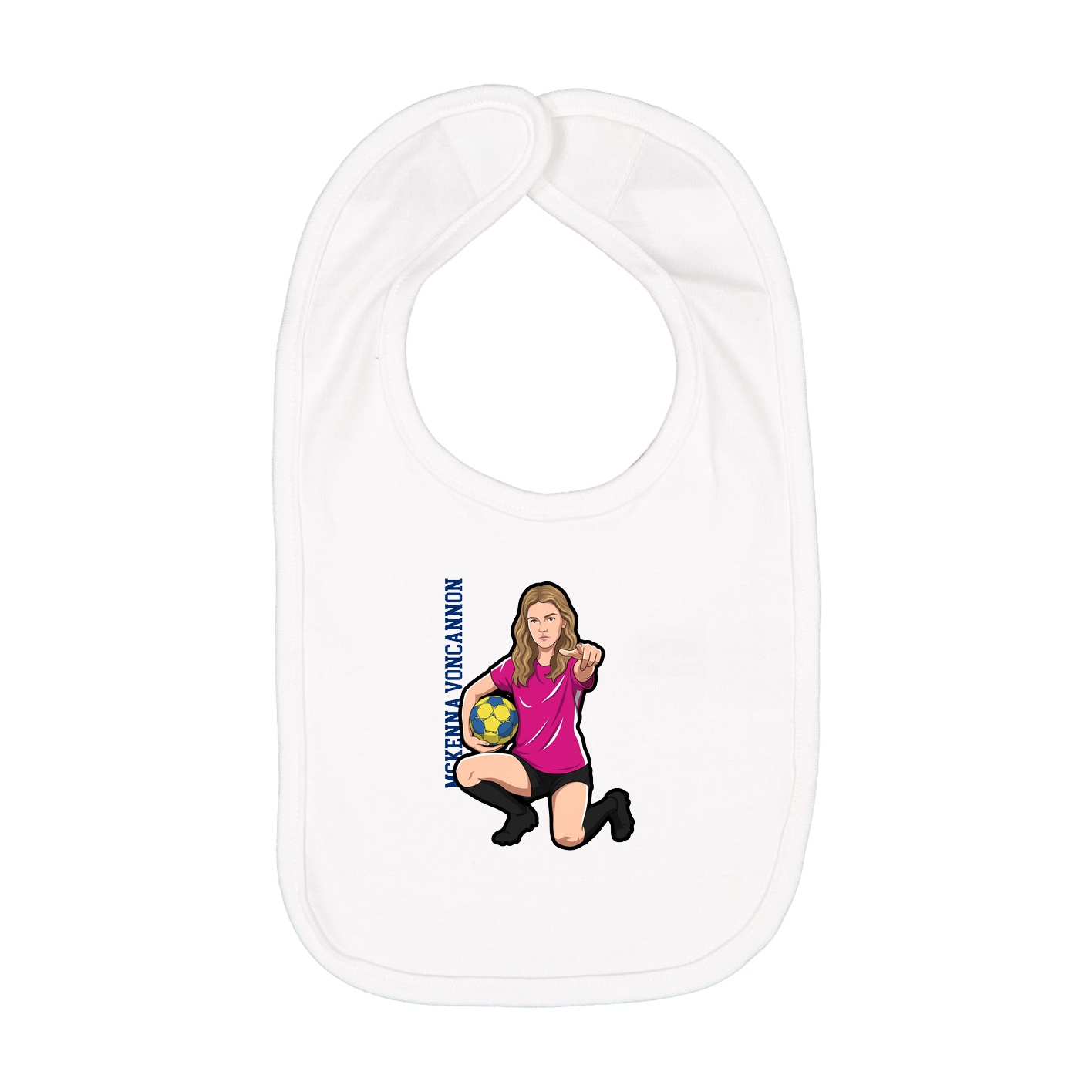 Infant Bib — Name Vertical in White