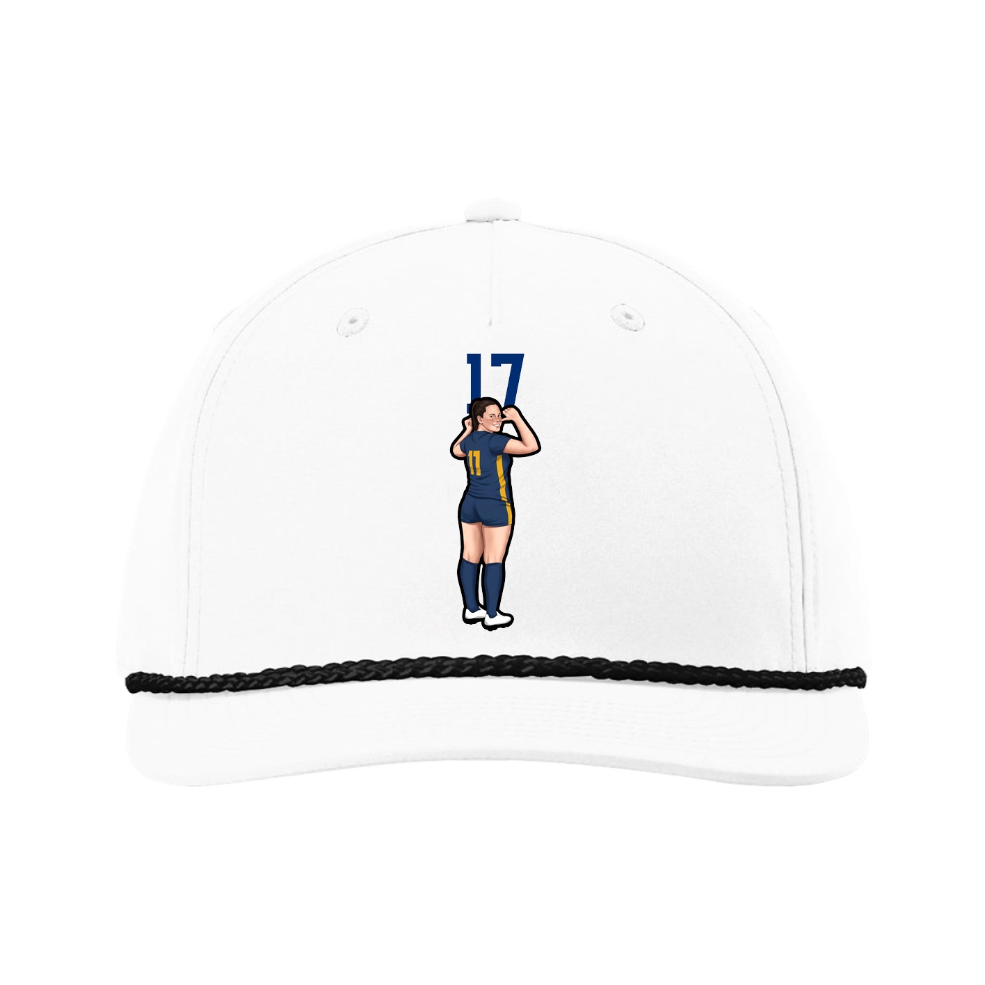 Five-Panel Classic Rope Cap — Number Top in White