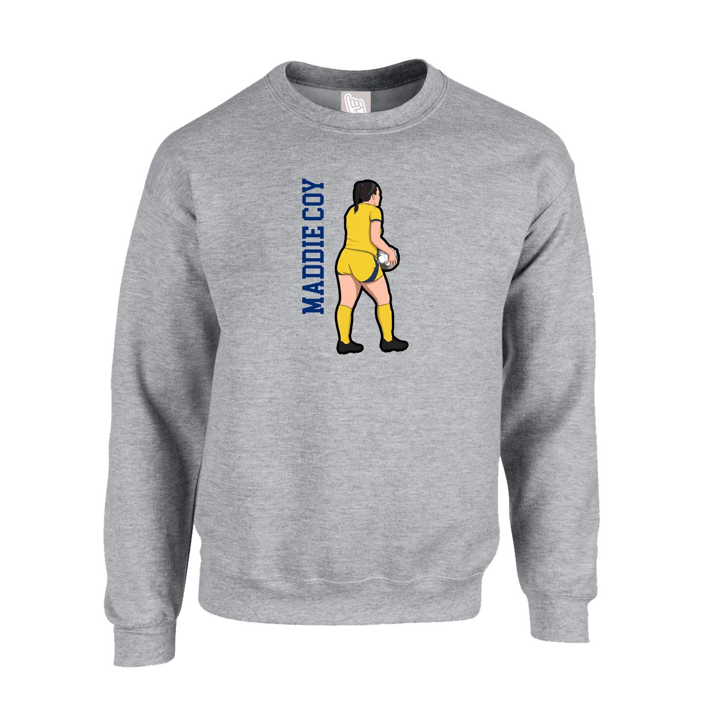 Fleece Crew — Name Vertical in Grey