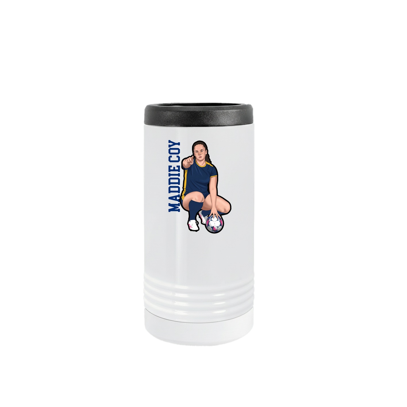 Slim Beverage Holder — Name Vertical in White