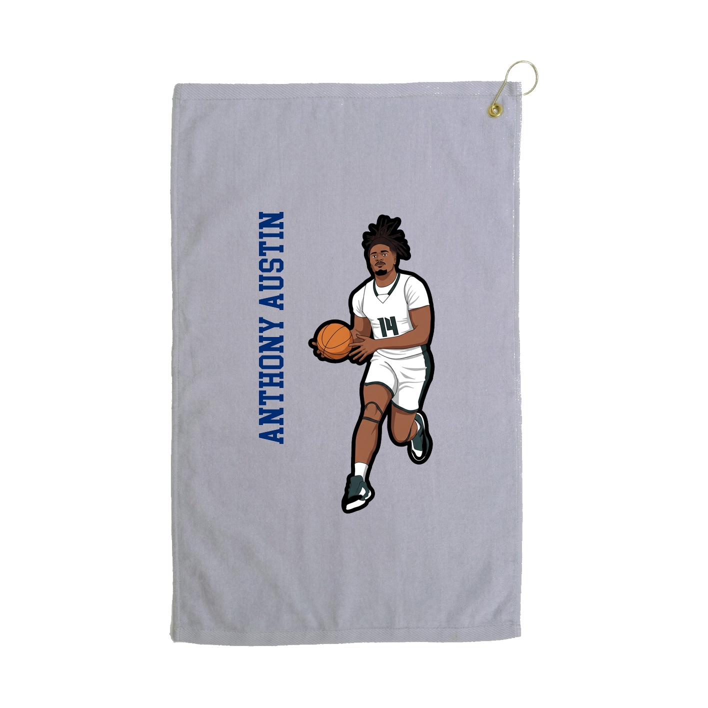 Golf Towel — Name Vertical in Grey