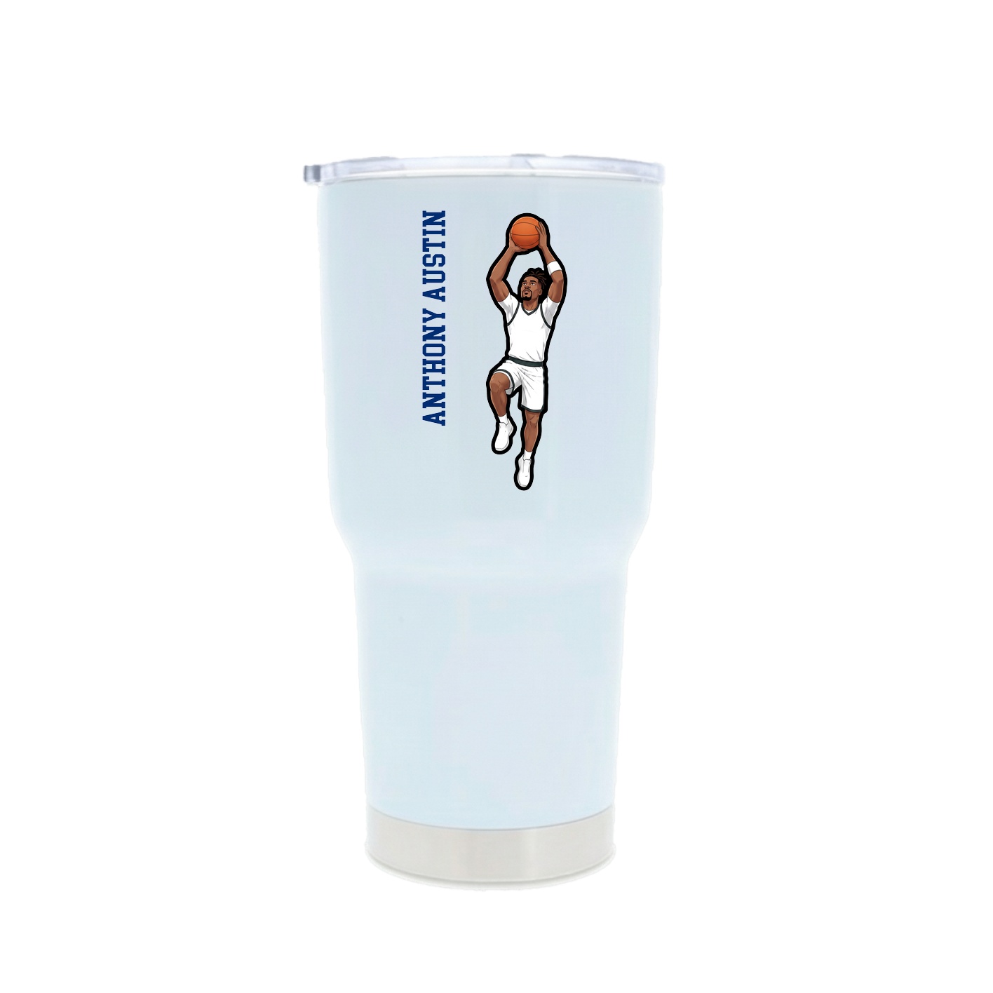 30oz Stainless Steel Tumbler — Name Vertical in White