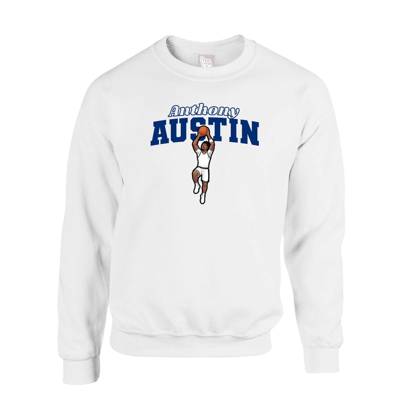 Fleece Crew — Name Arch in White