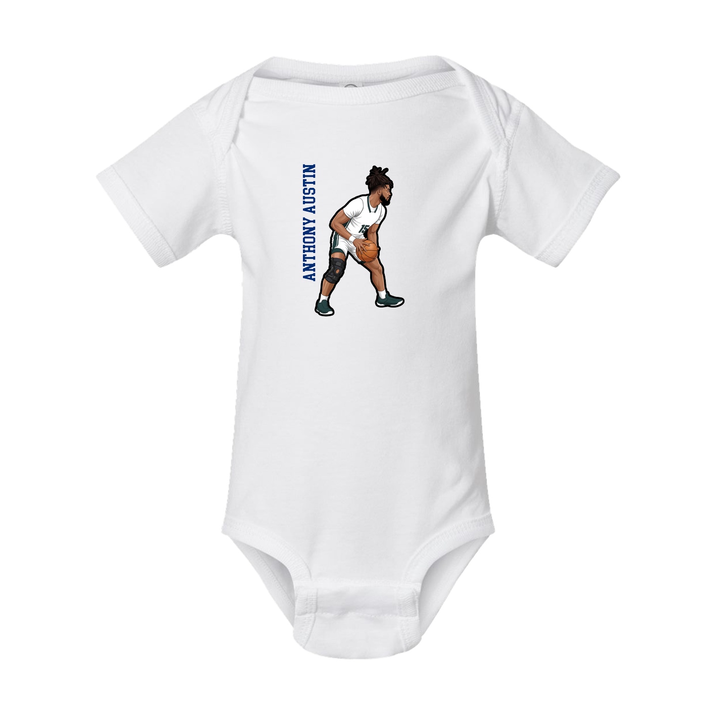 Baby Onesie — Name Vertical in White