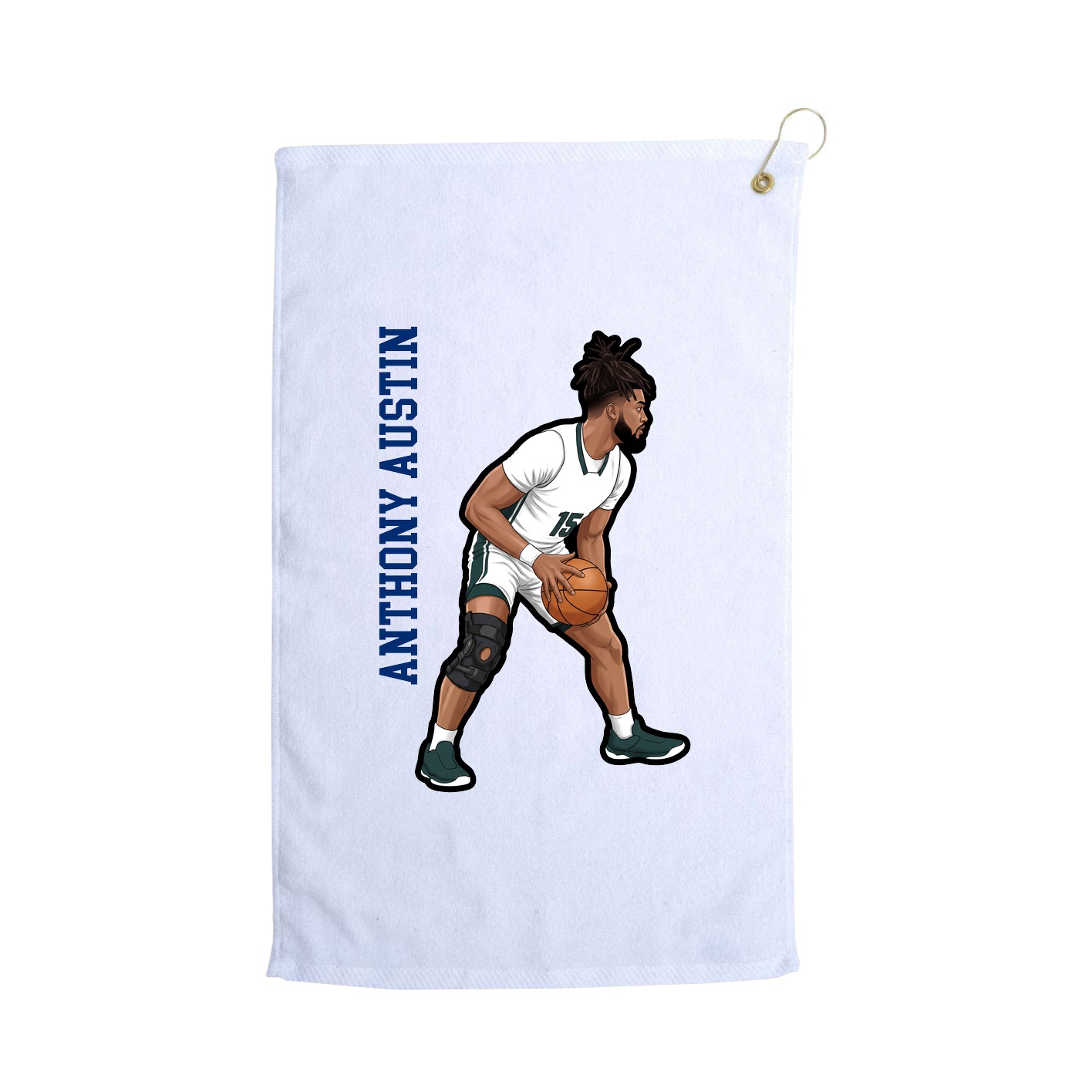 Golf Towel — Name Vertical in White