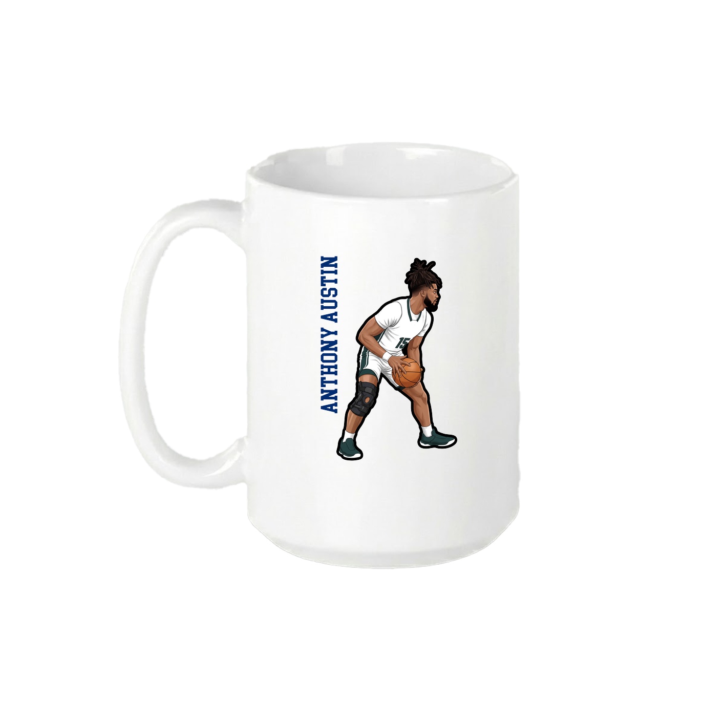 15oz Coffee Mug — Name Vertical in White