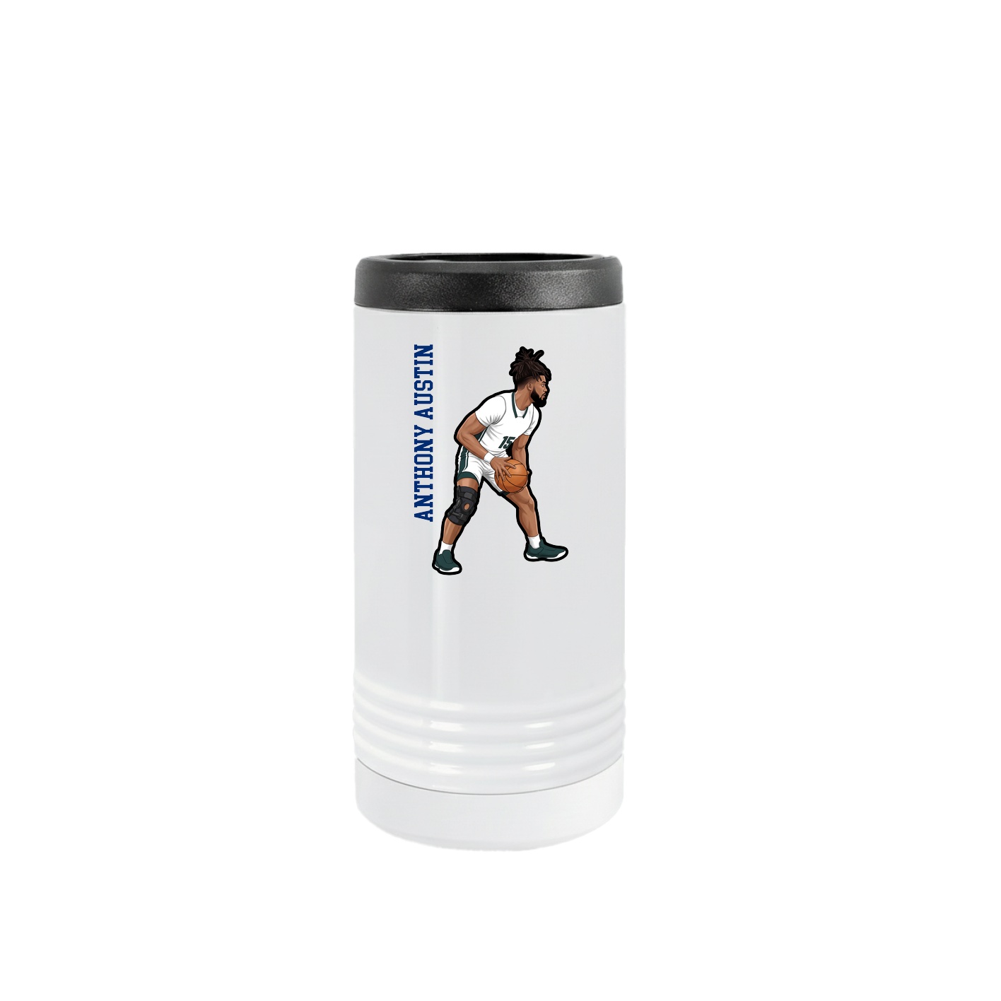 Slim Beverage Holder — Name Vertical in White