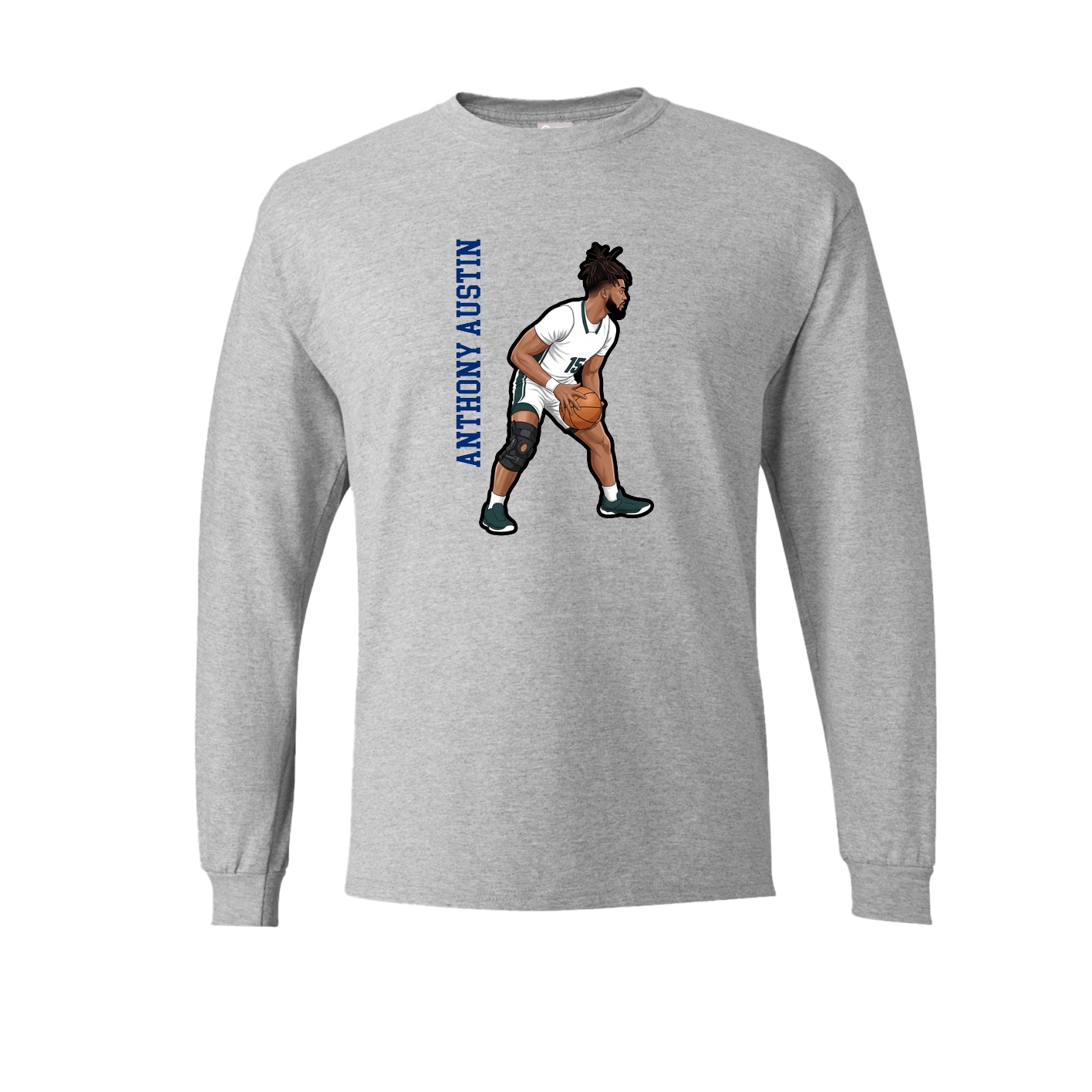 Long Sleeve Tee — Name Vertical in Grey