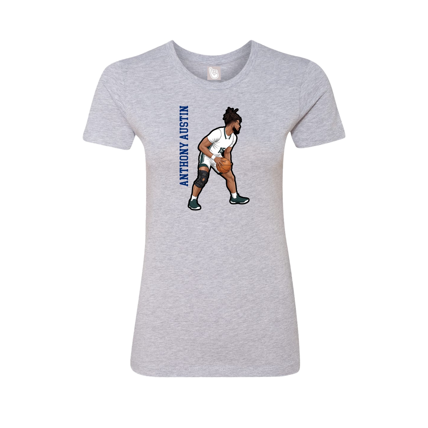 Womens Tee — Name Vertical in Grey