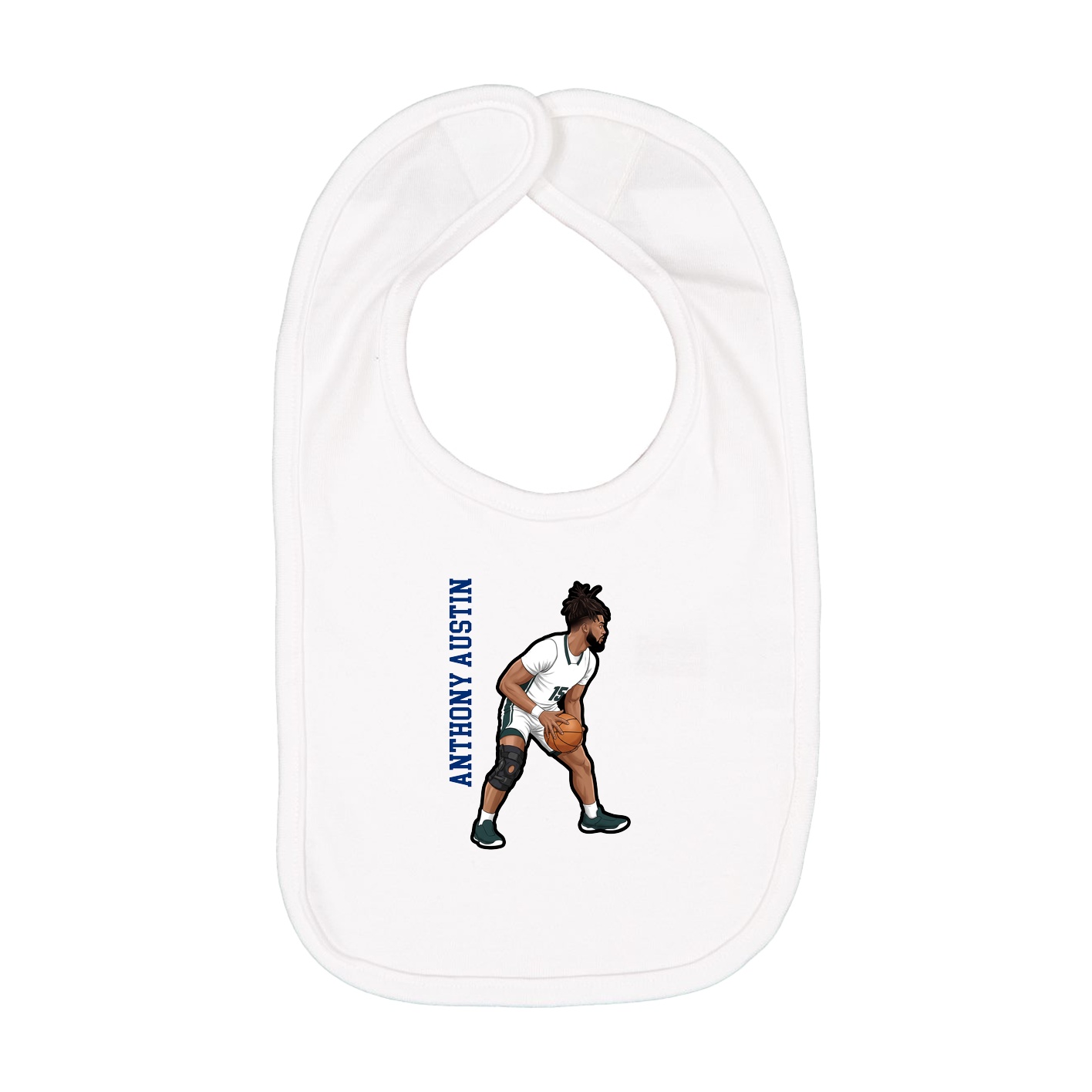 Infant Bib — Name Vertical in White
