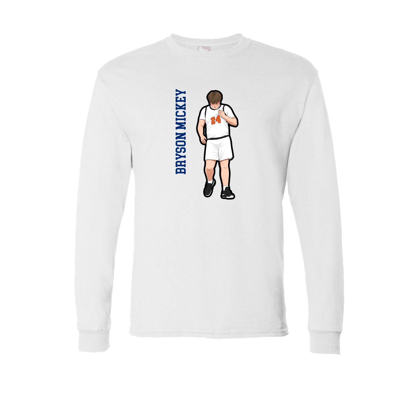 Long Sleeve Tee — Name Vertical in White
