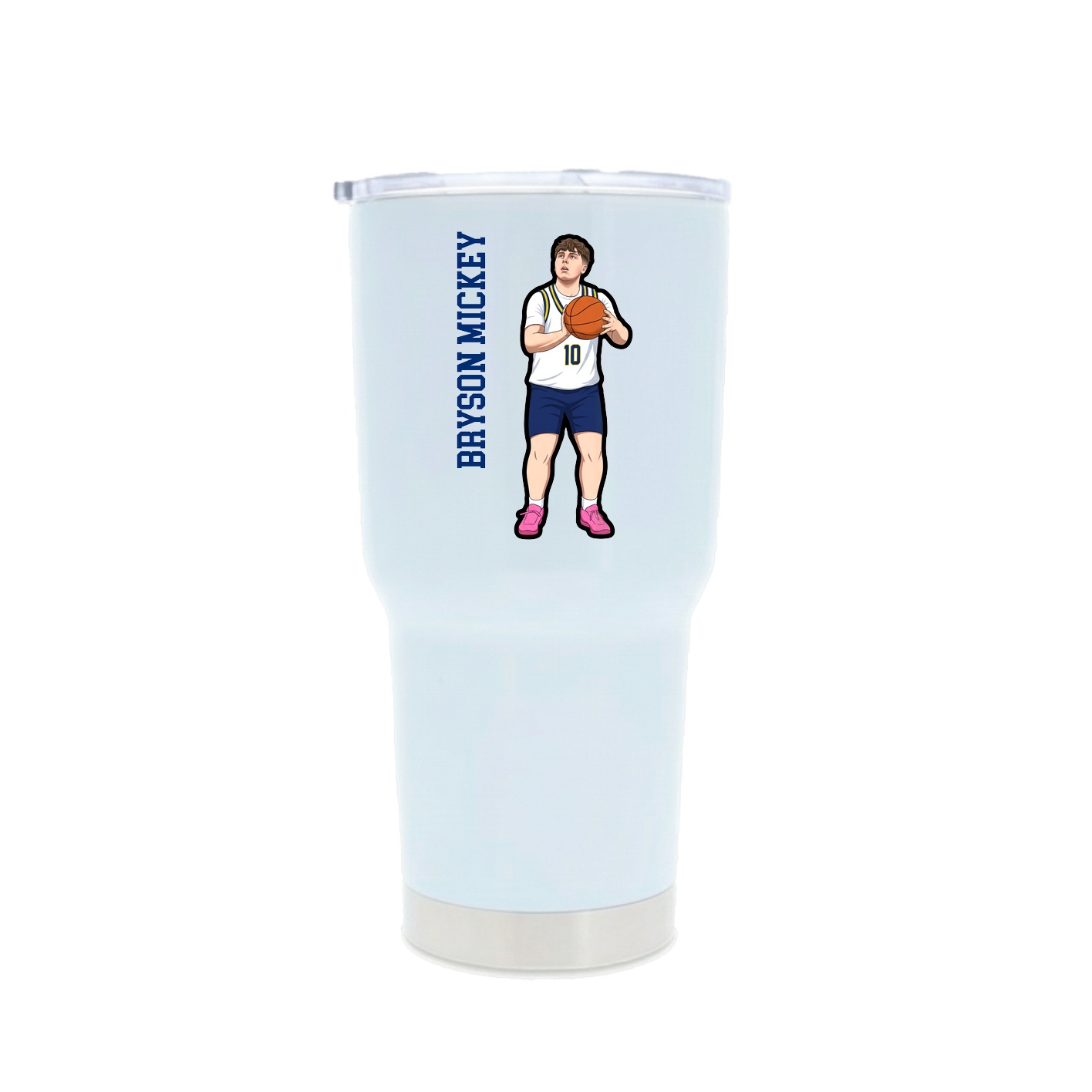 30oz Stainless Steel Tumbler — Name Vertical in White