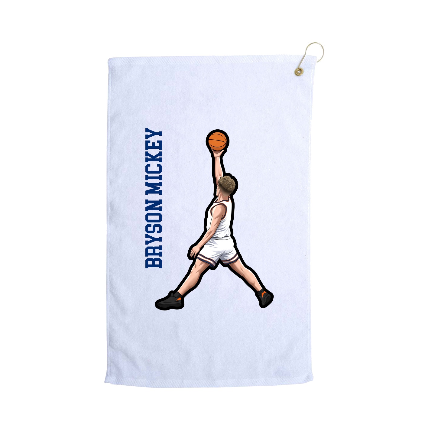 Golf Towel — Name Vertical in White