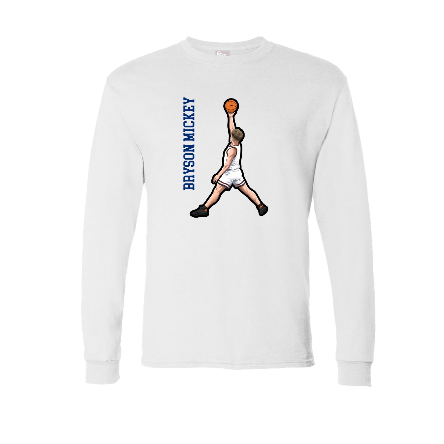 Long Sleeve Tee — Name Vertical in White