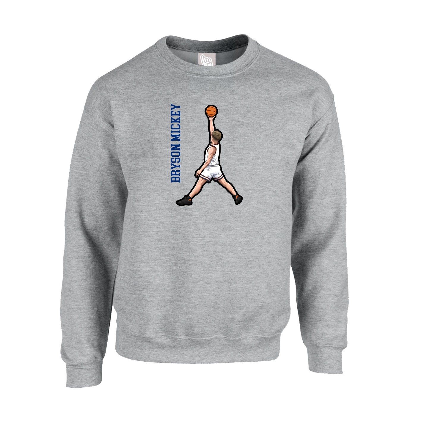 Fleece Crew — Name Vertical in Grey