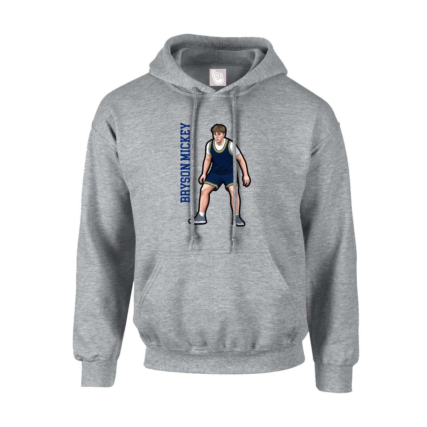 Youth Hoodie — Name Vertical in Grey
