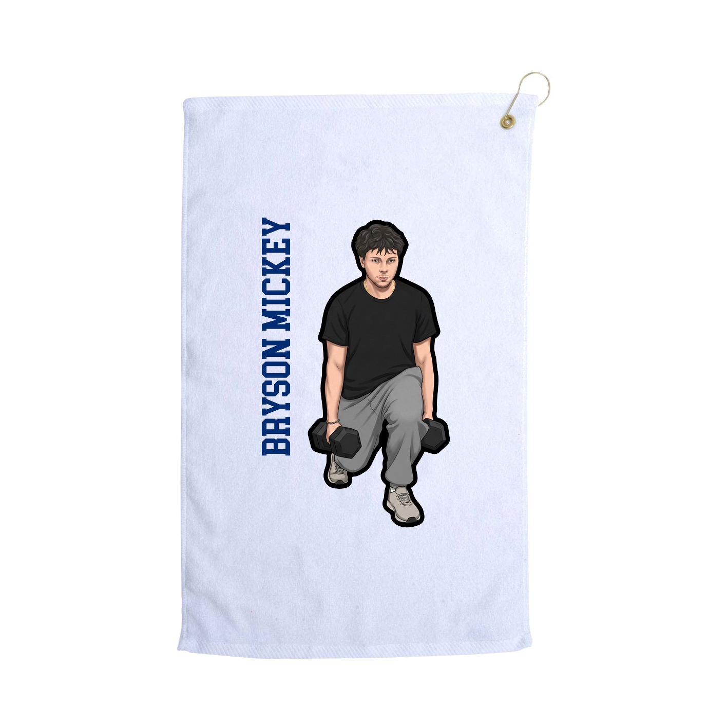 Golf Towel — Name Vertical in White