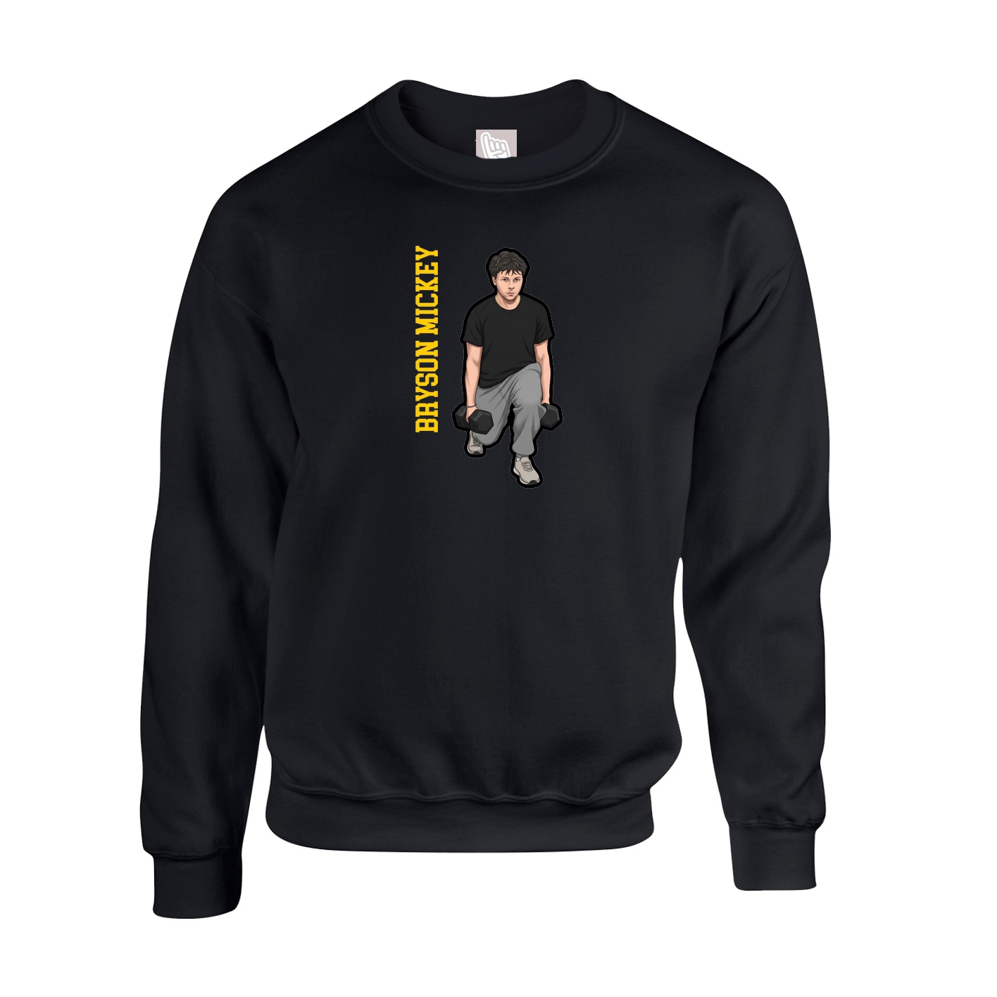 Fleece Crew — Name Vertical in Black