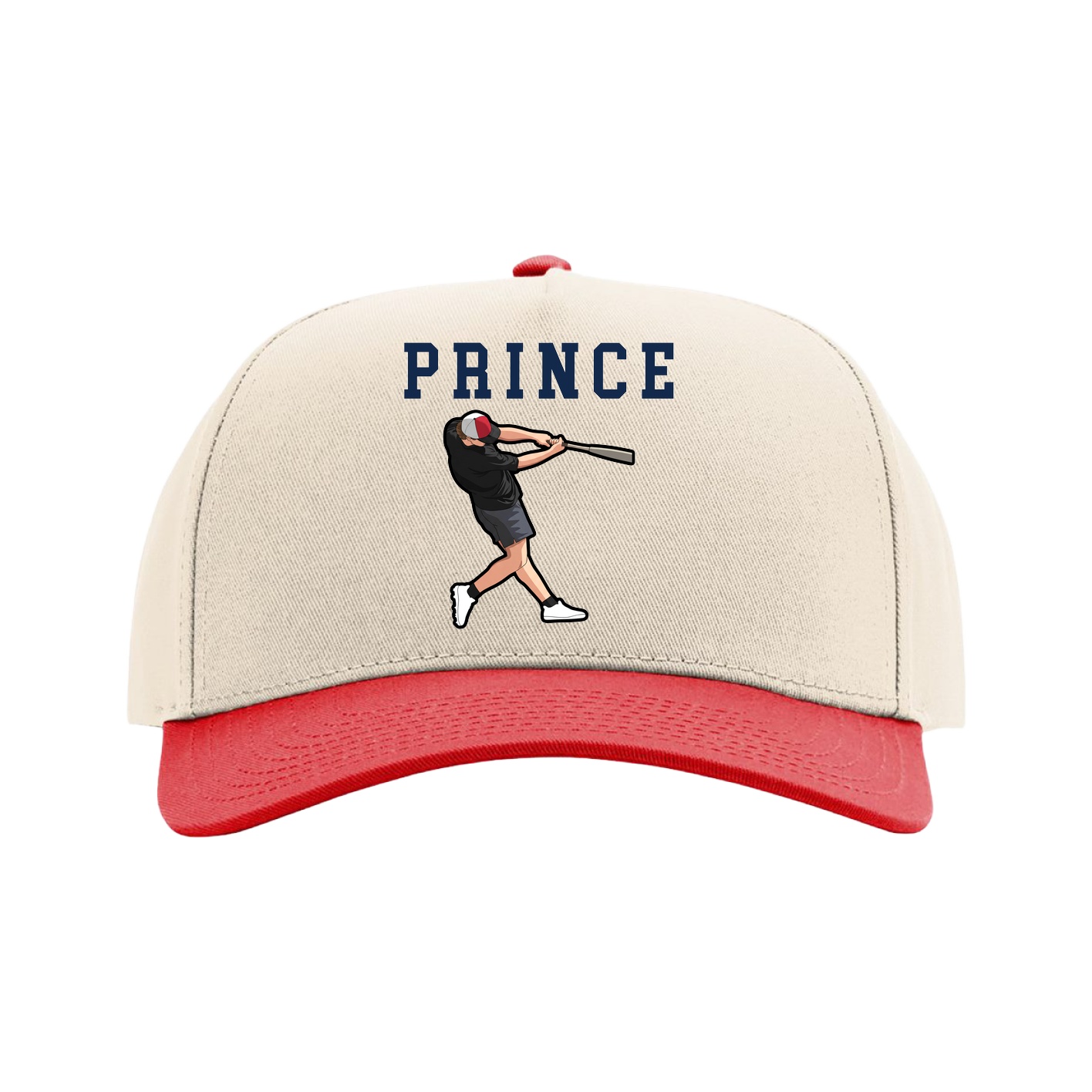 Full Fabric Five-Panel Champ Cap — Shirsey in Cream/Red