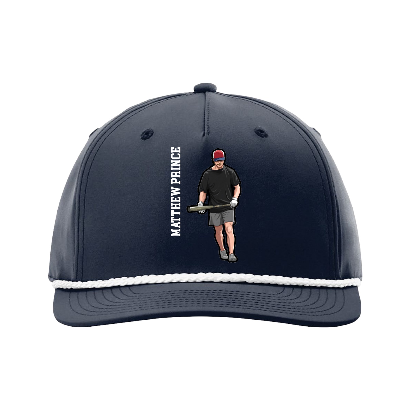 Five-Panel Classic Rope Cap — Name Vertical in Navy