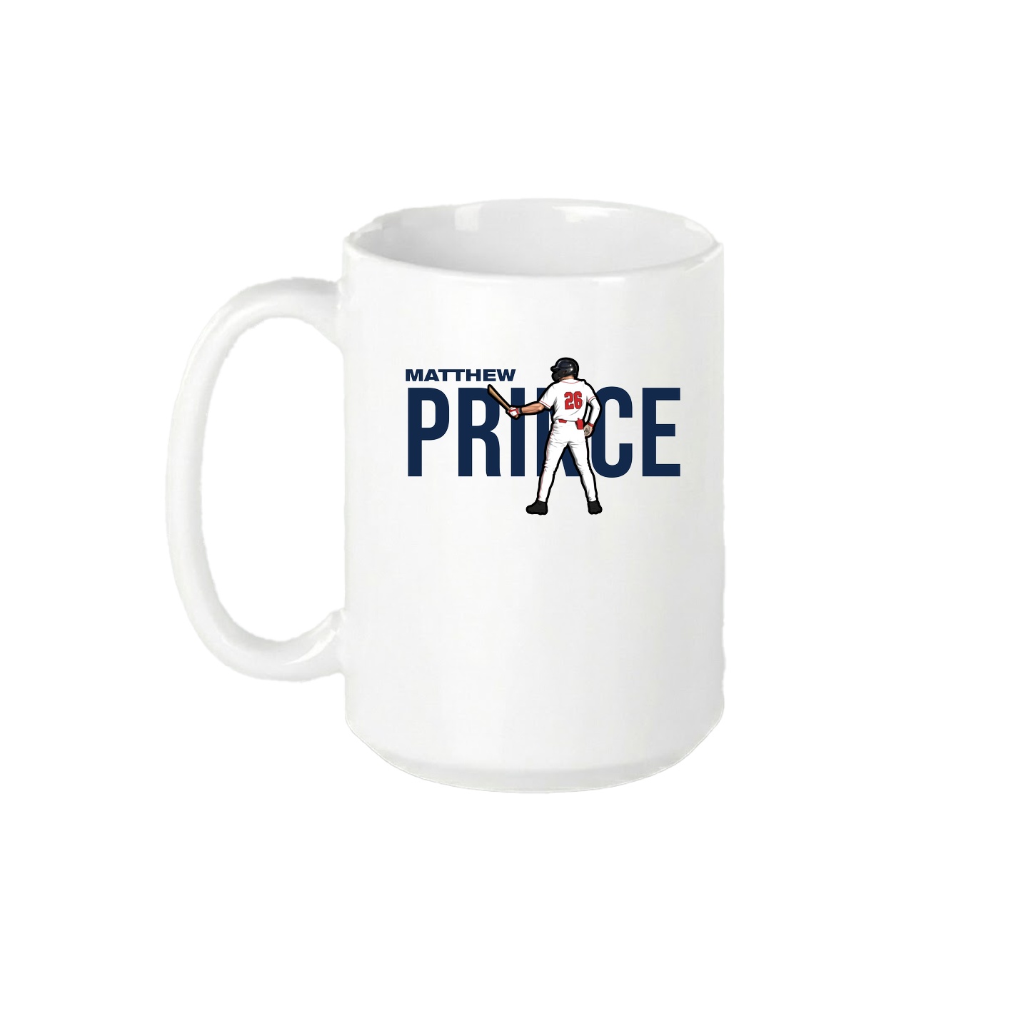 15oz Coffee Mug — Player Name in White