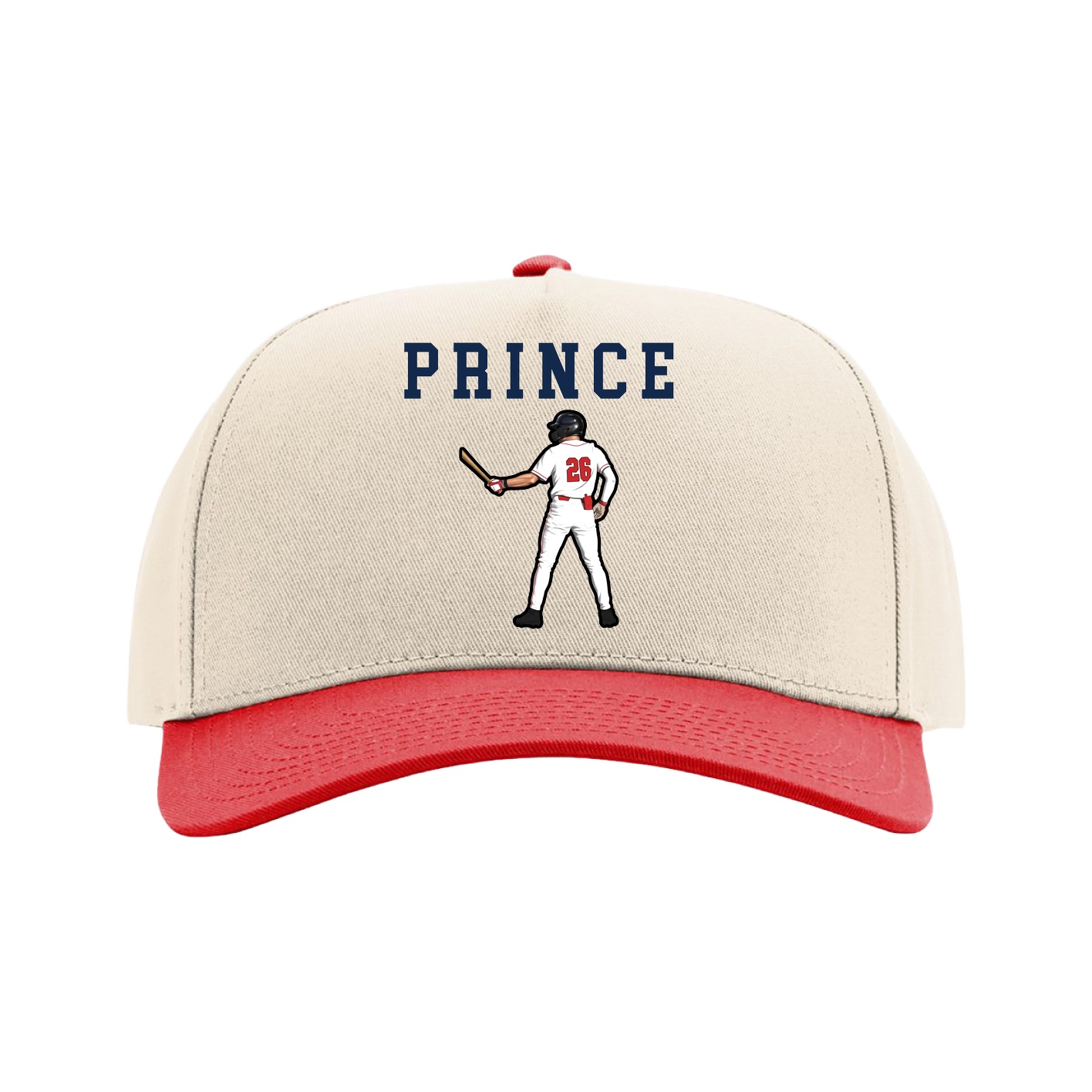 Full Fabric Five-Panel Champ Cap — Shirsey in Cream/Red