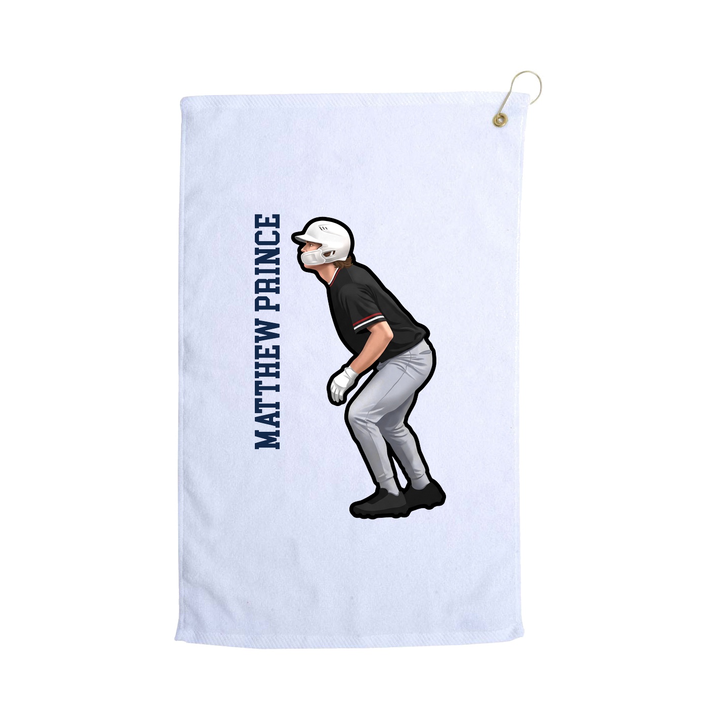 Golf Towel — Name Vertical in White