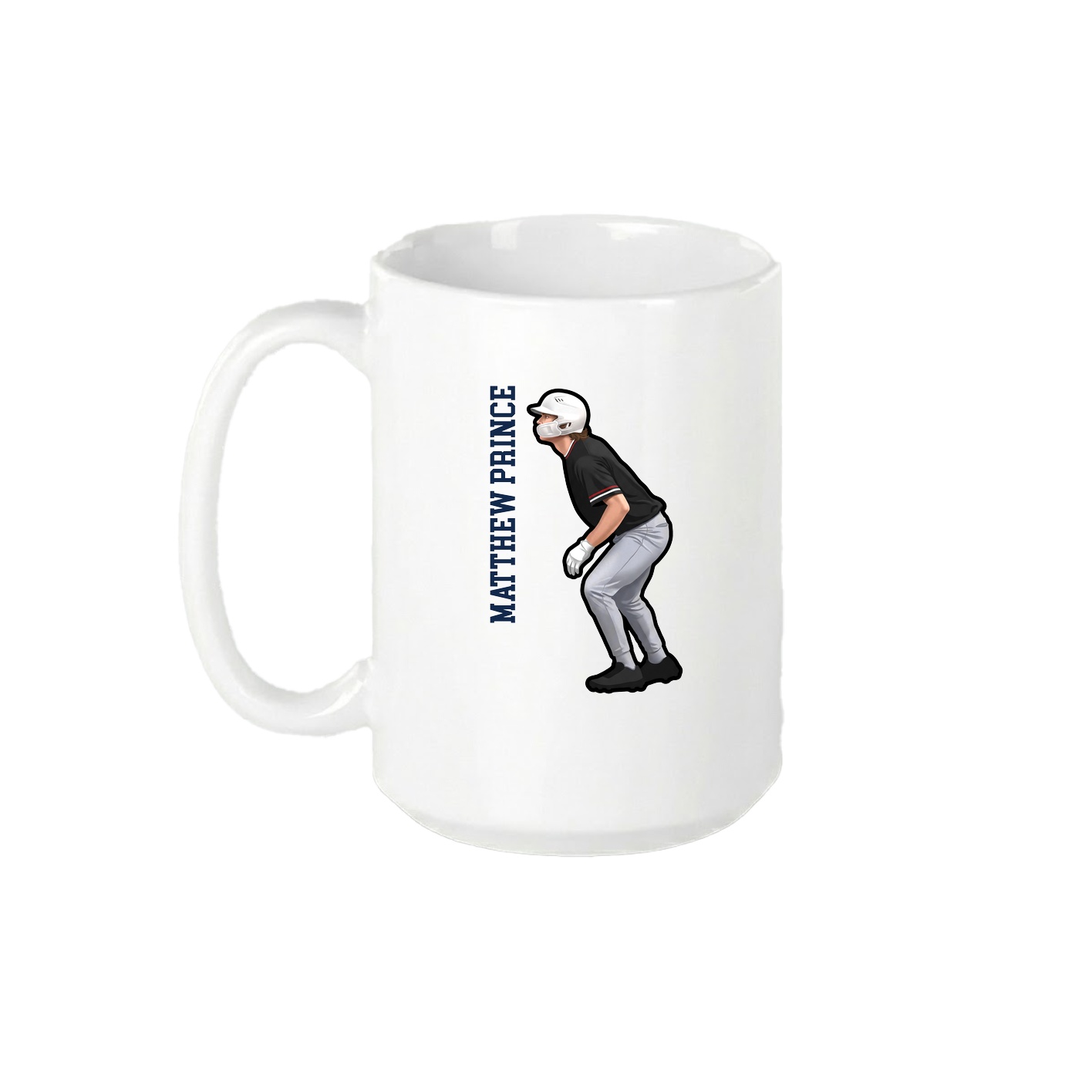 15oz Coffee Mug — Name Vertical in White
