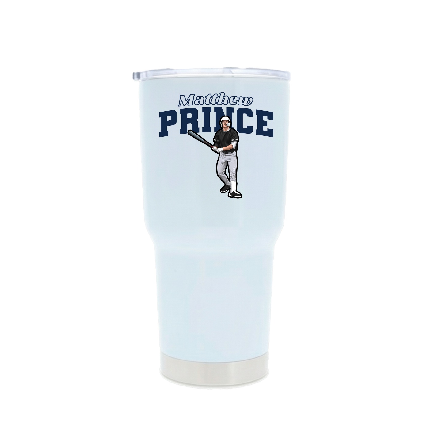 30oz Stainless Steel Tumbler — Name Arch in White
