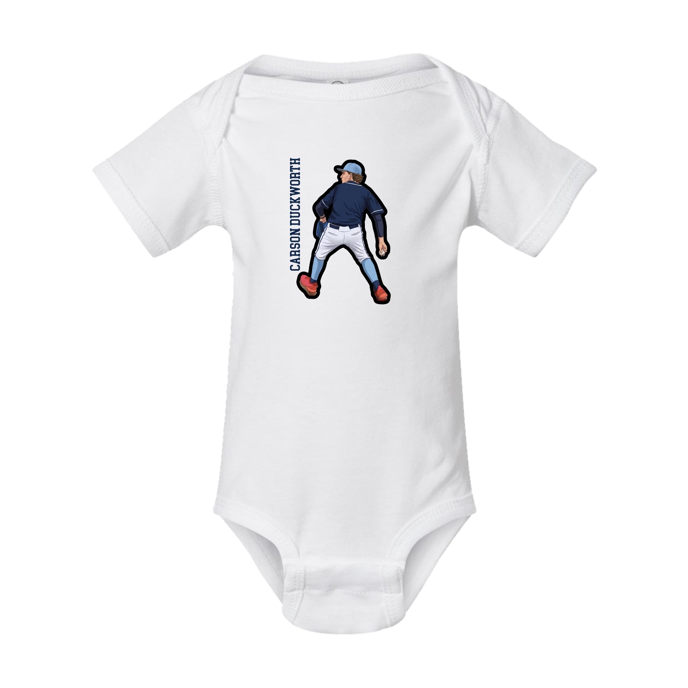 Baby Onesie — Name Vertical in White