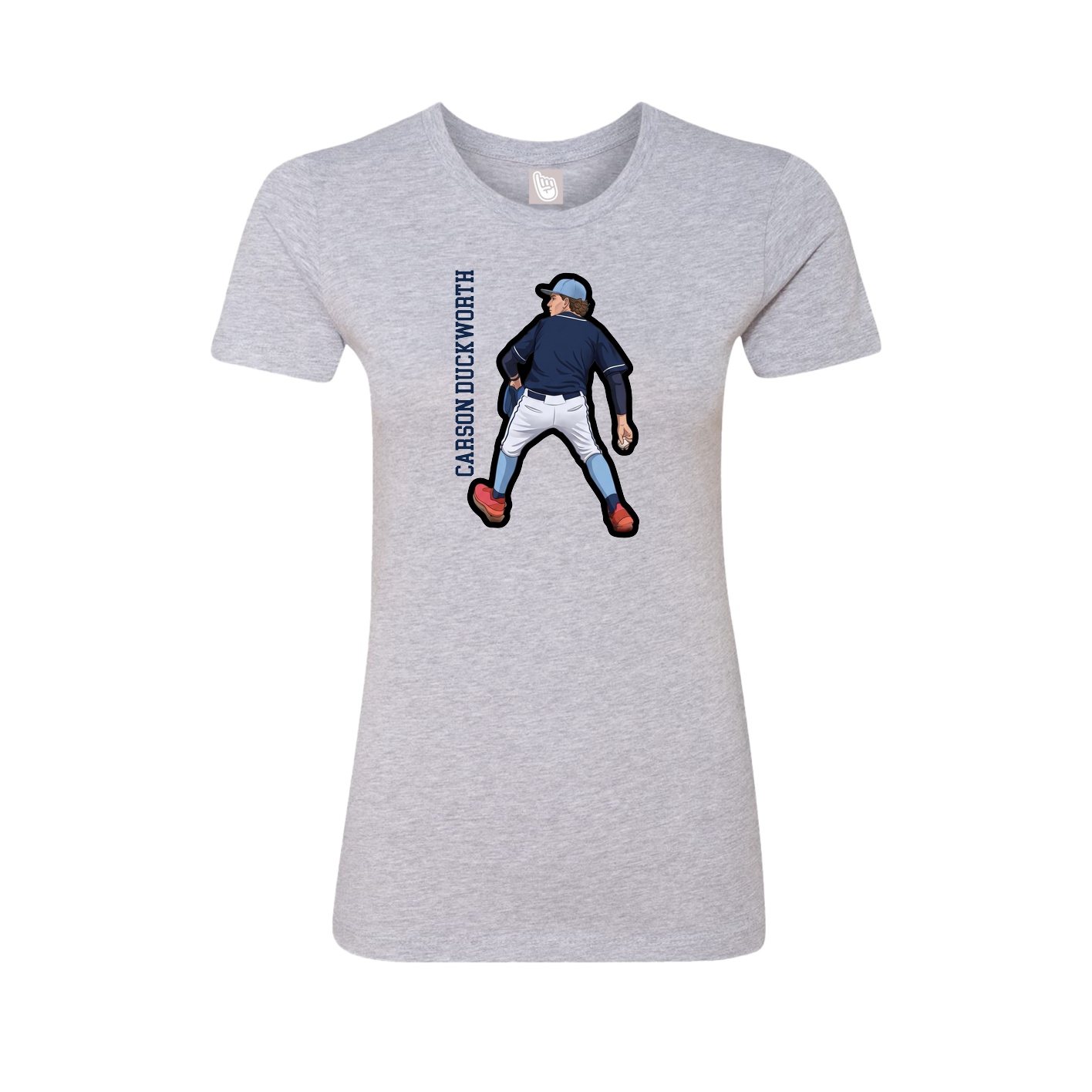 Fitted Women's Tee — Name Vertical in Grey