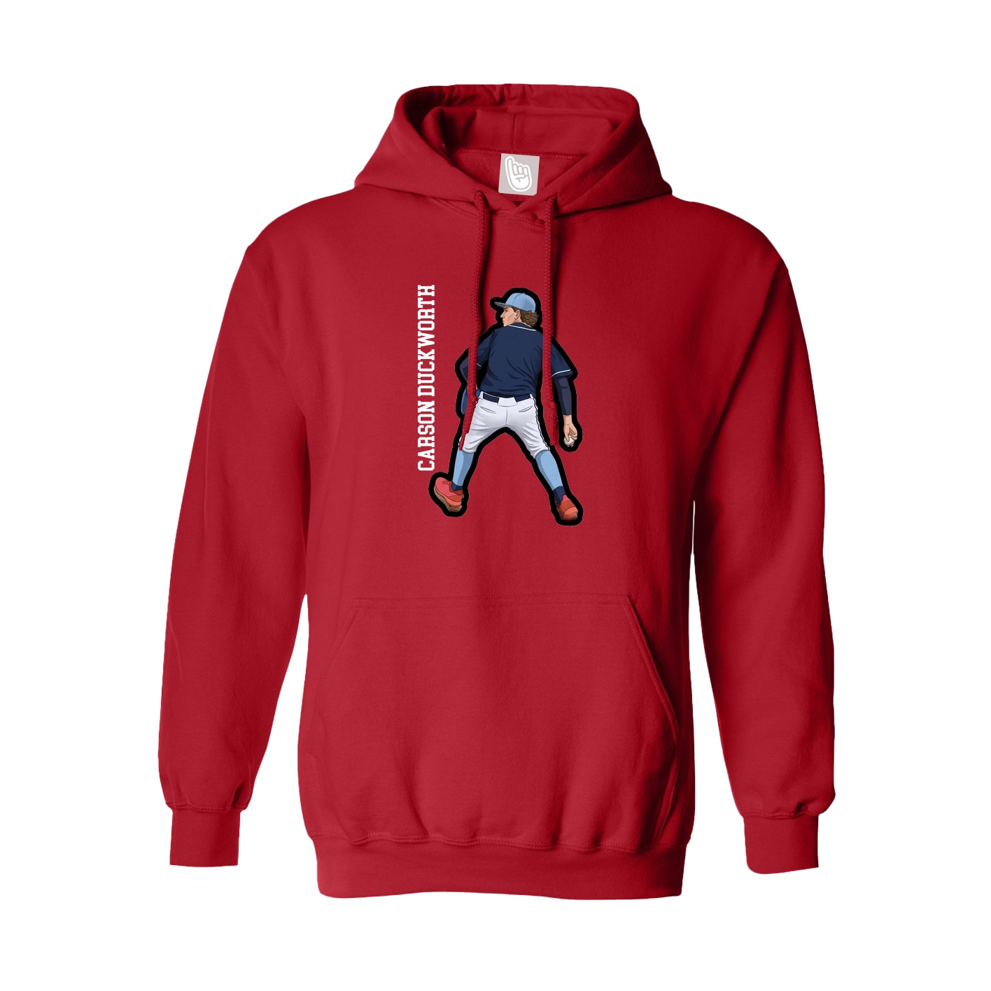 Hoodie — Name Vertical in Red