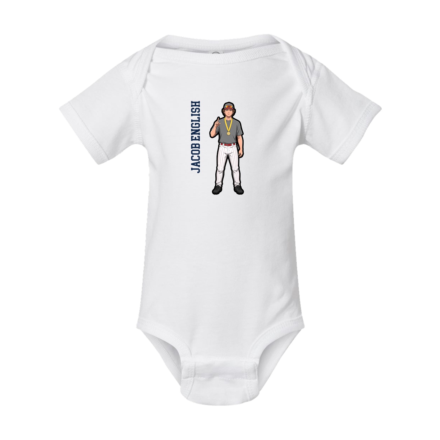 Baby Onesie — Name Vertical in White