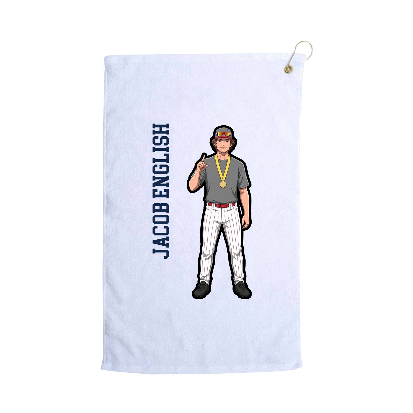 Golf Towel — Name Vertical in White