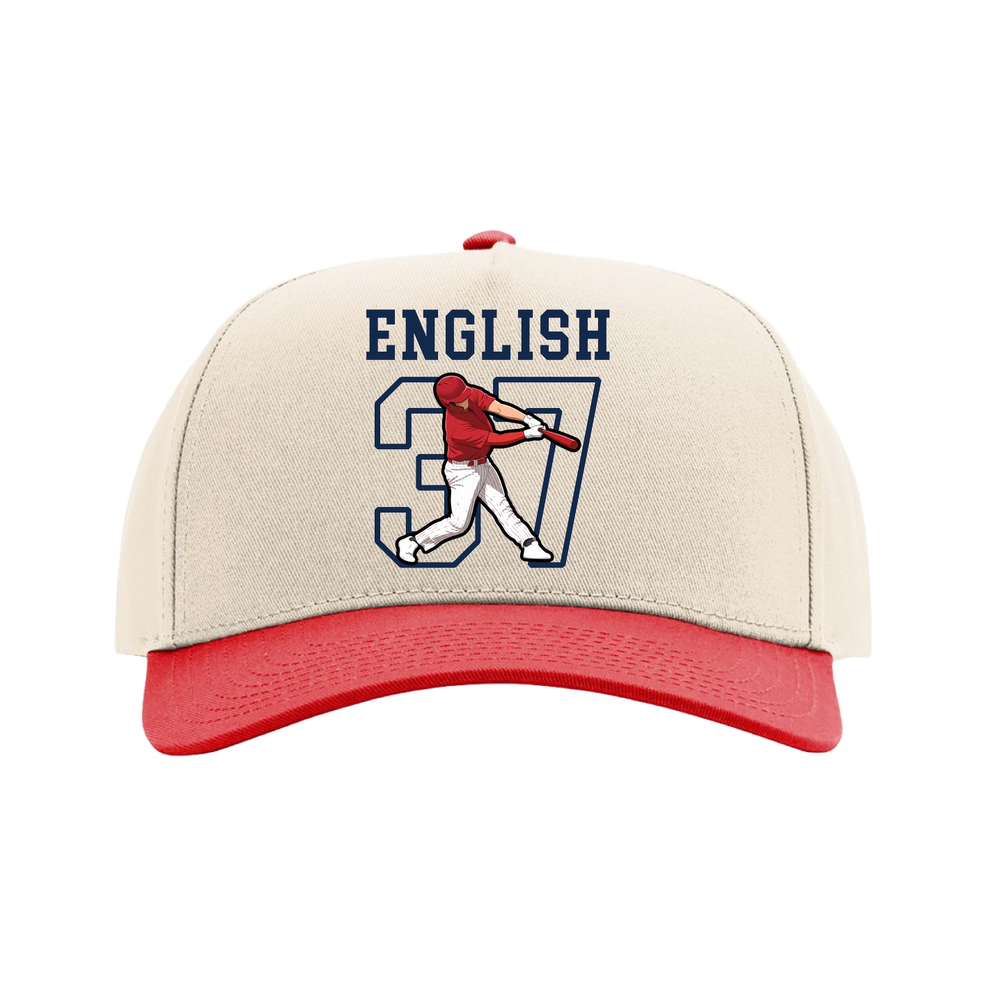 Full Fabric Five-Panel Champ Cap — Shirsey in Cream/Red