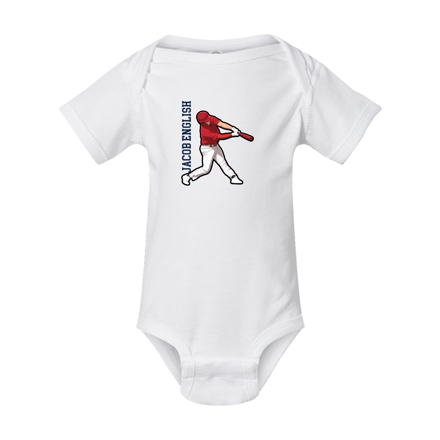 Baby Onesie — Name Vertical in White