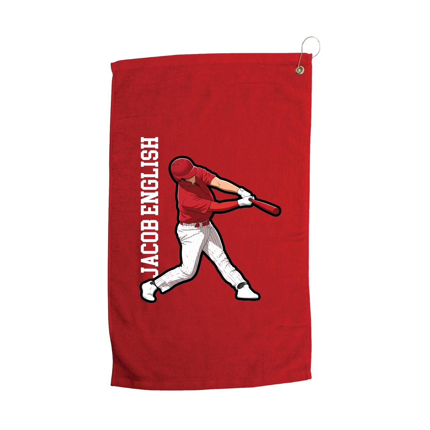 Golf Towel — Name Vertical in Red