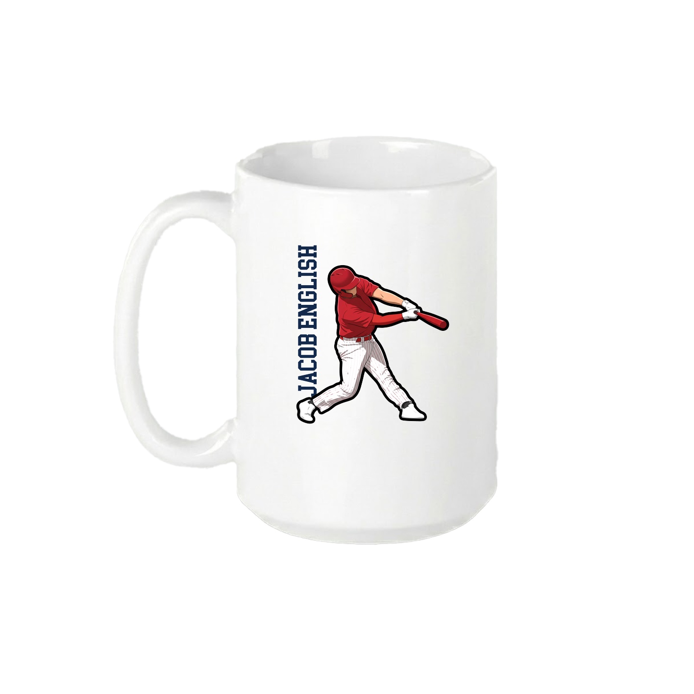 15oz Coffee Mug — Name Vertical in White