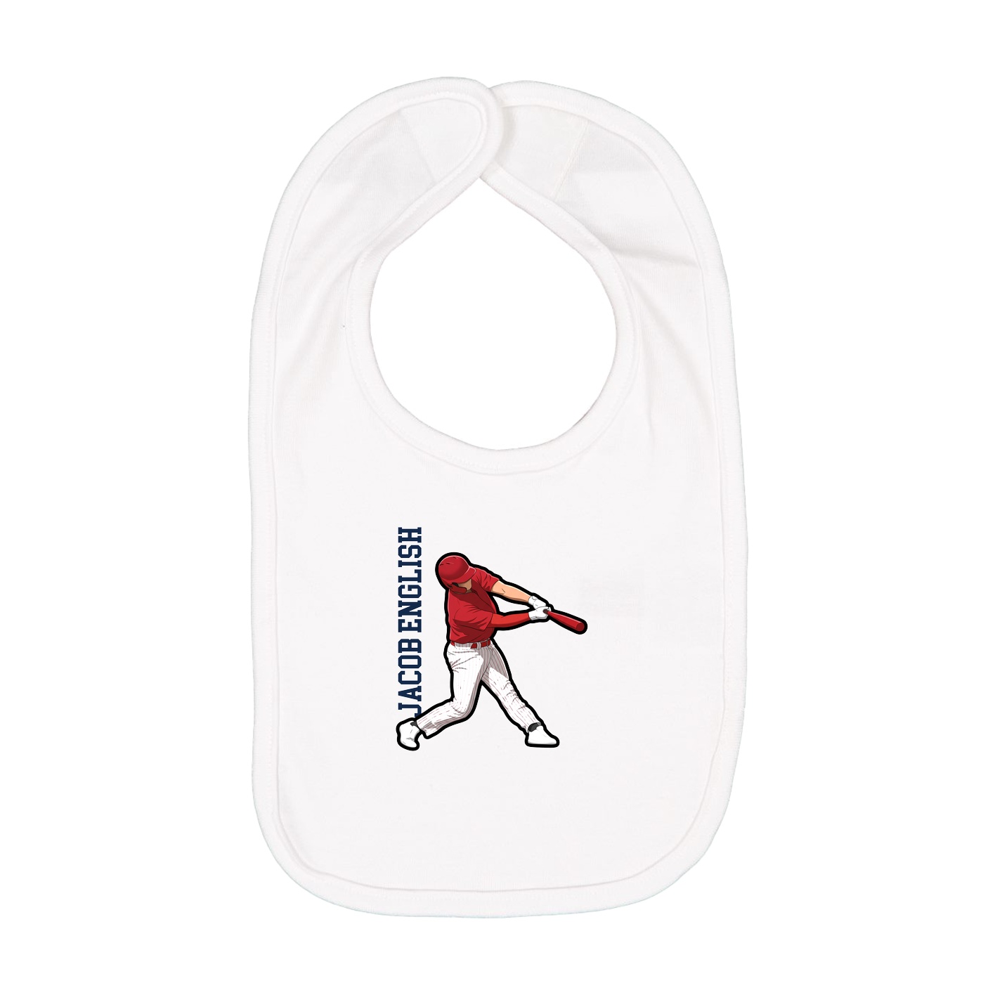 Infant Bib — Name Vertical in White