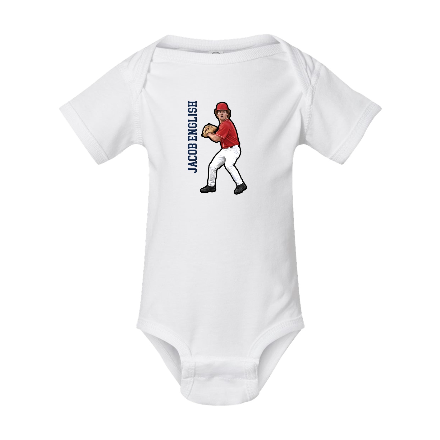 Baby Onesie — Name Vertical in White