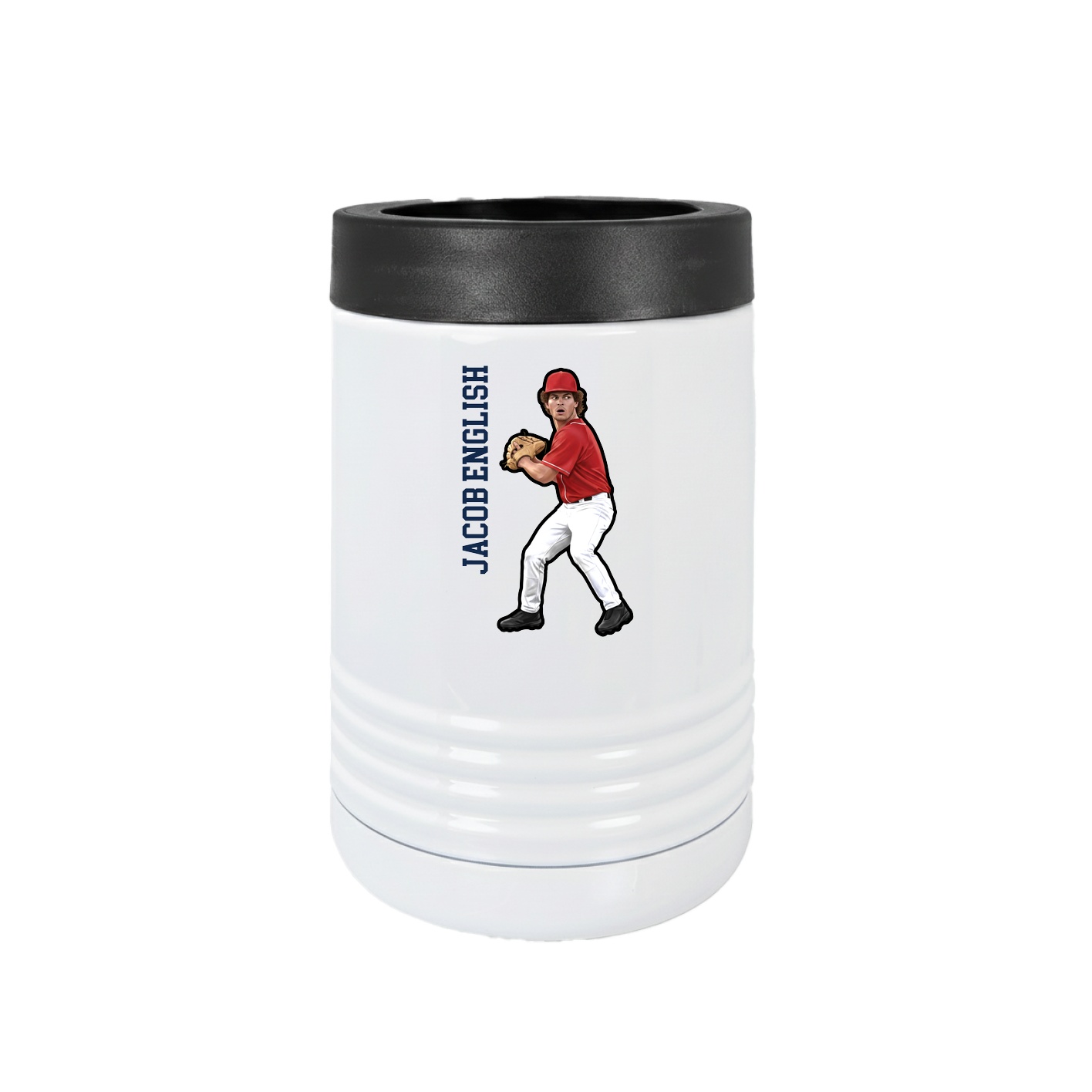Beverage Holder — Name Vertical in White