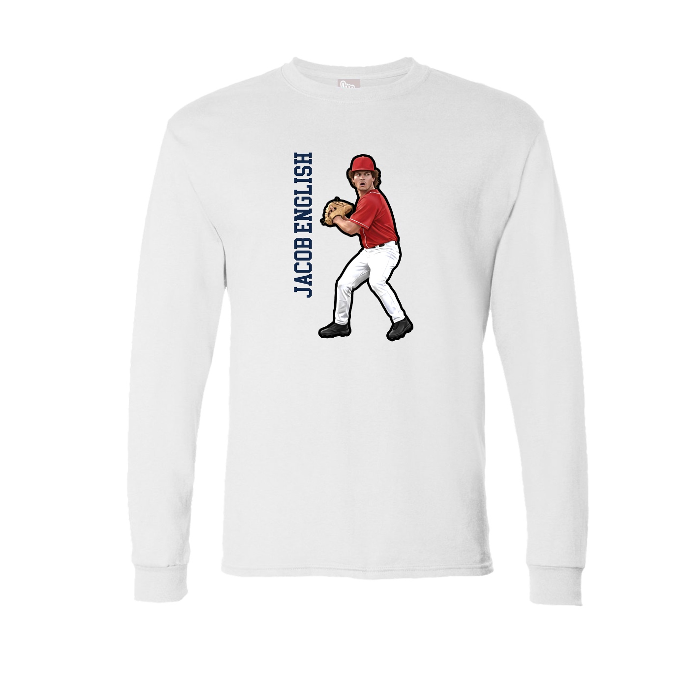 Long Sleeve Tee — Name Vertical in White