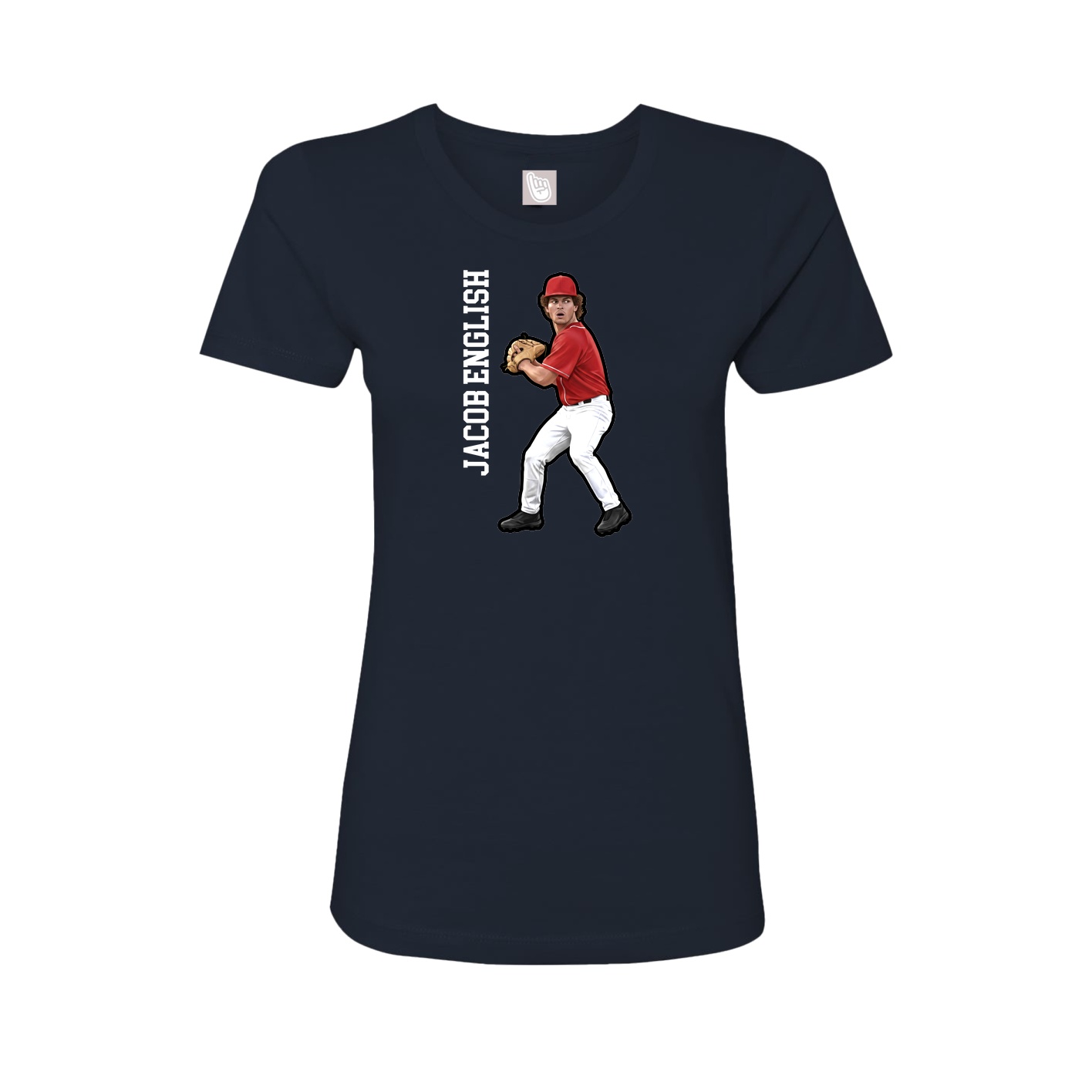 Fitted Women's Tee — Name Vertical in Navy