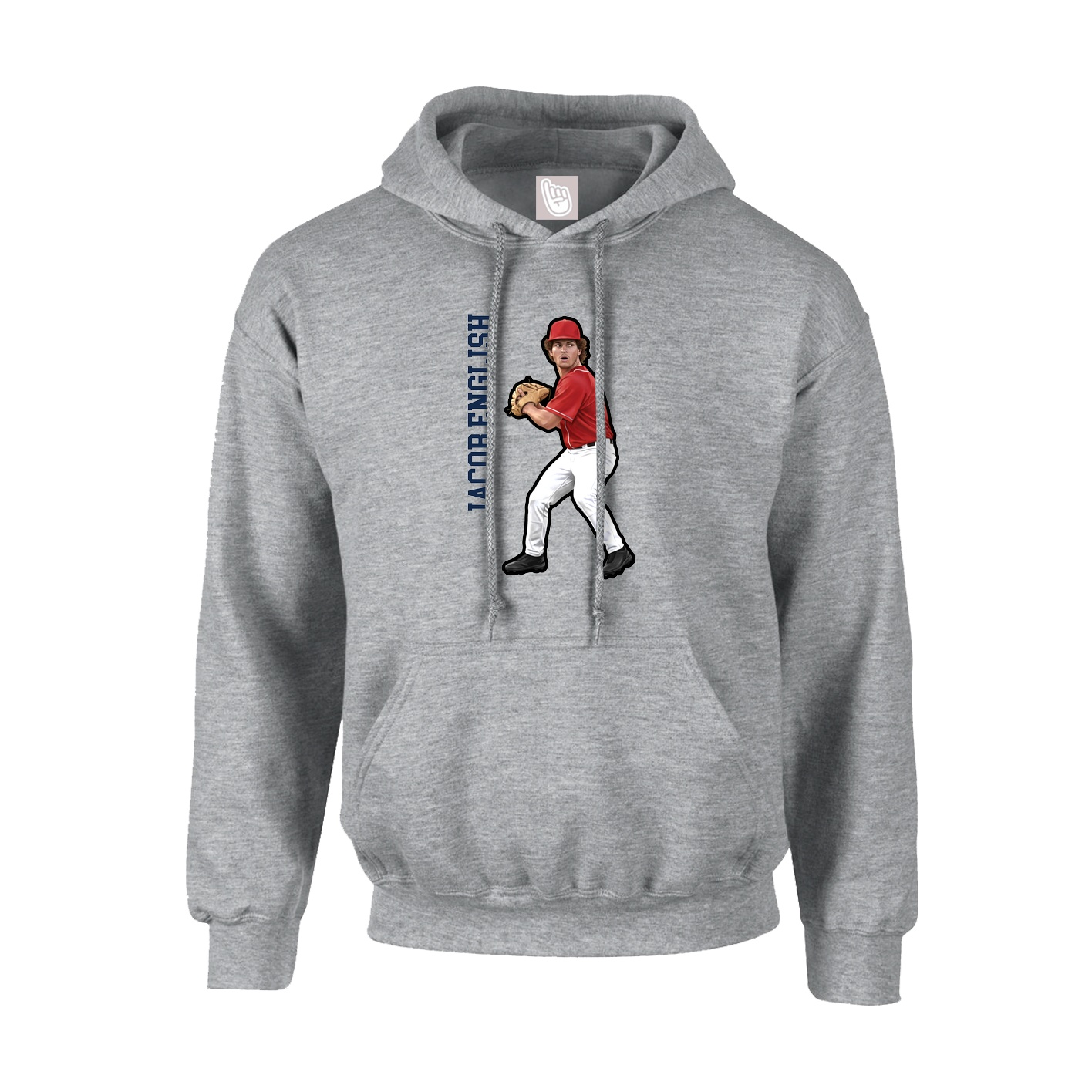 Youth Hoodie — Name Vertical in Grey