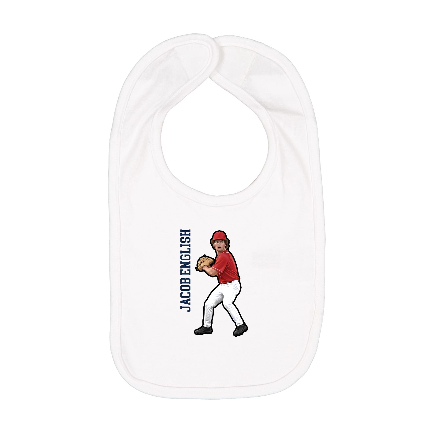 Infant Bib — Name Vertical in White