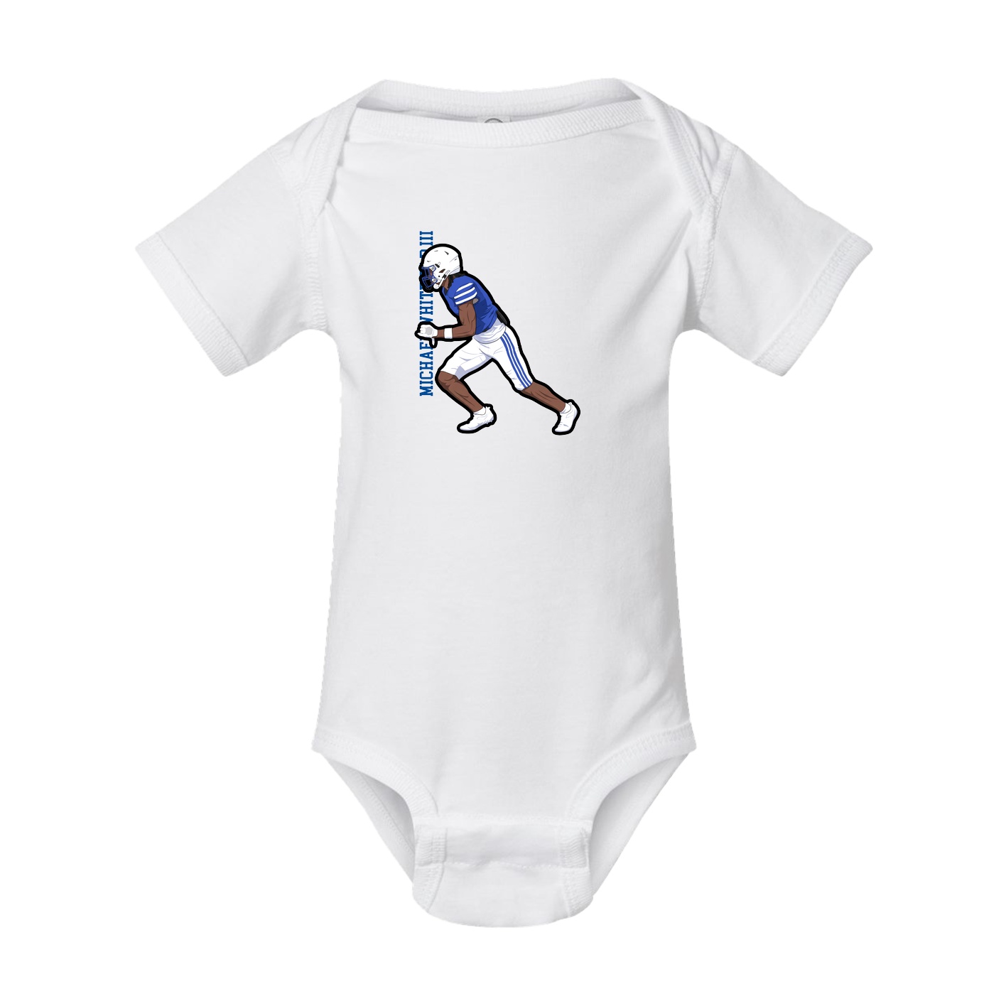 Baby Onesie — Name Vertical in White