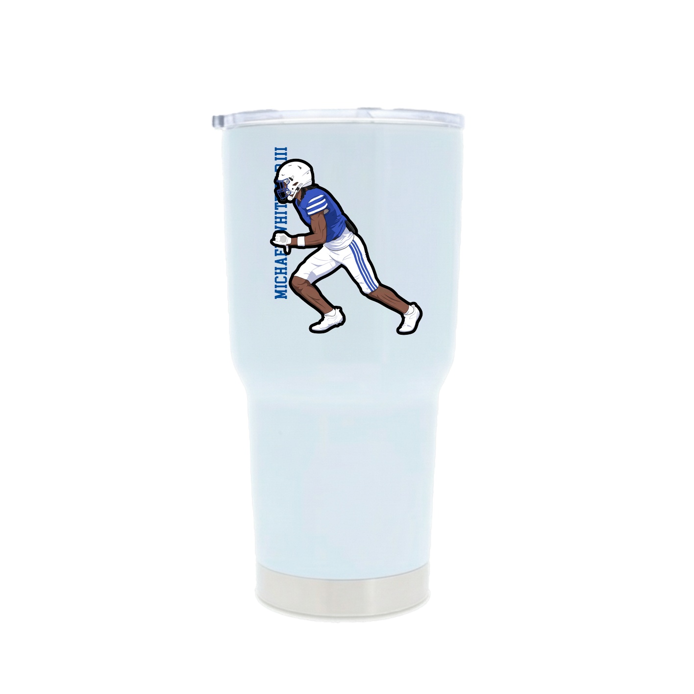 30oz Stainless Steel Tumbler — Name Vertical in White